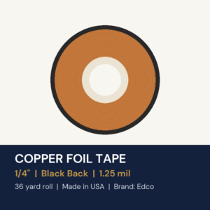 Edco Copper Foil Tape 1/4" - Black Back - 1.25 mil - 36 Yard Roll