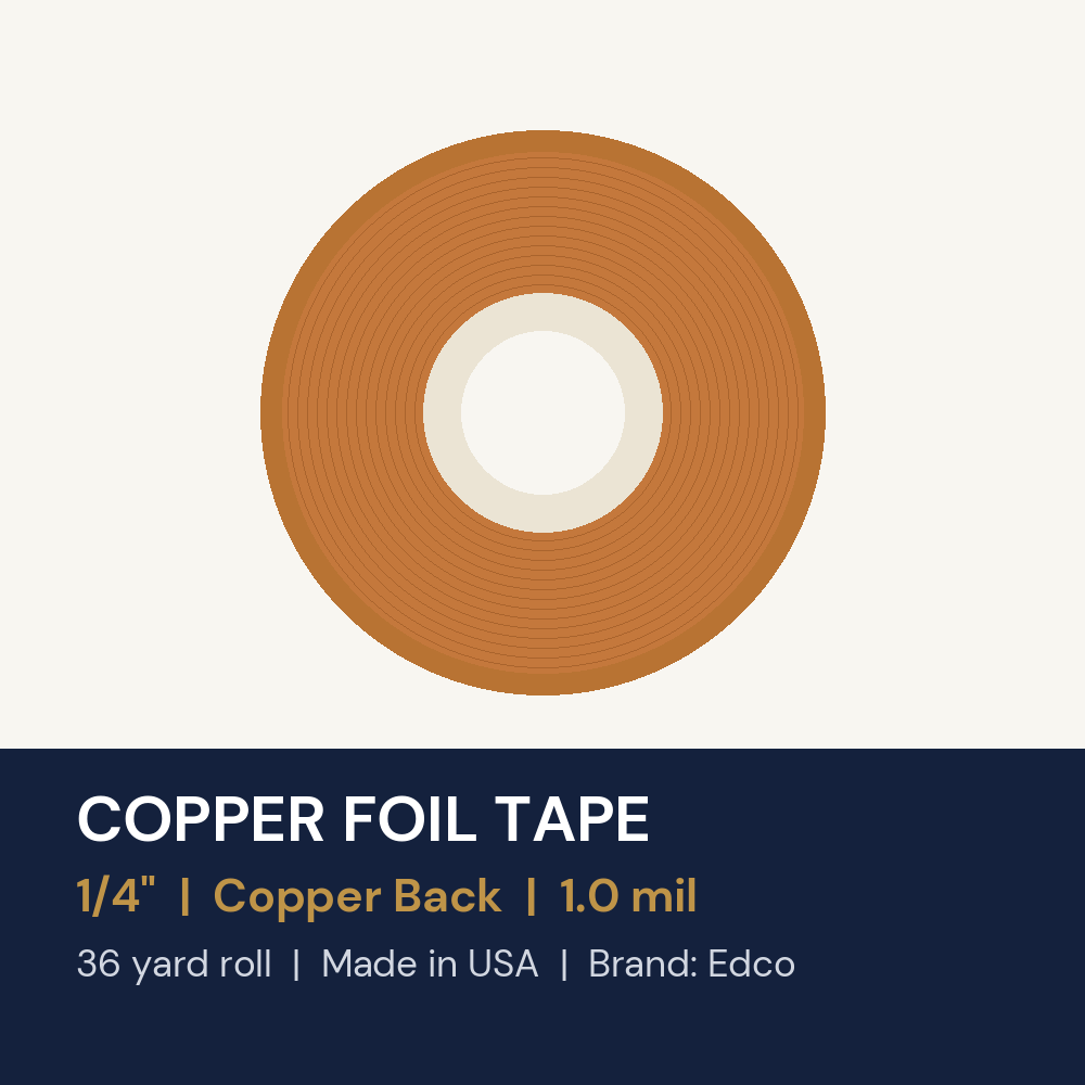 Edco Copper Foil Tape 1/4" - Copper Back - 1.0 mil - 36 Yard Roll