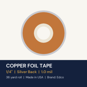 Edco Copper Foil Tape 1/4" - Silver Back - 1.0 mil - 36 Yard Roll