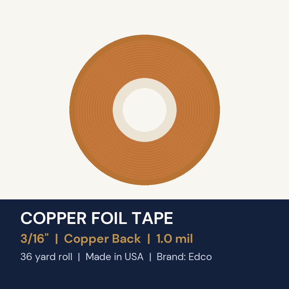 Edco Copper Foil Tape 3/16" - Copper Back - 1.0 mil - 36 Yard Roll