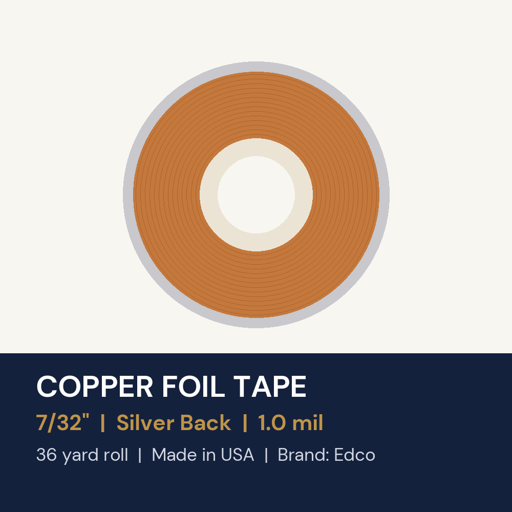Edco Copper Foil Tape 7/32" - Silver Back - 1.0 mil - 36 Yard Roll